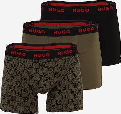 HUGO Bokserishortsit koossa S värissä khaki / punainen / musta, Tuotenäkymä