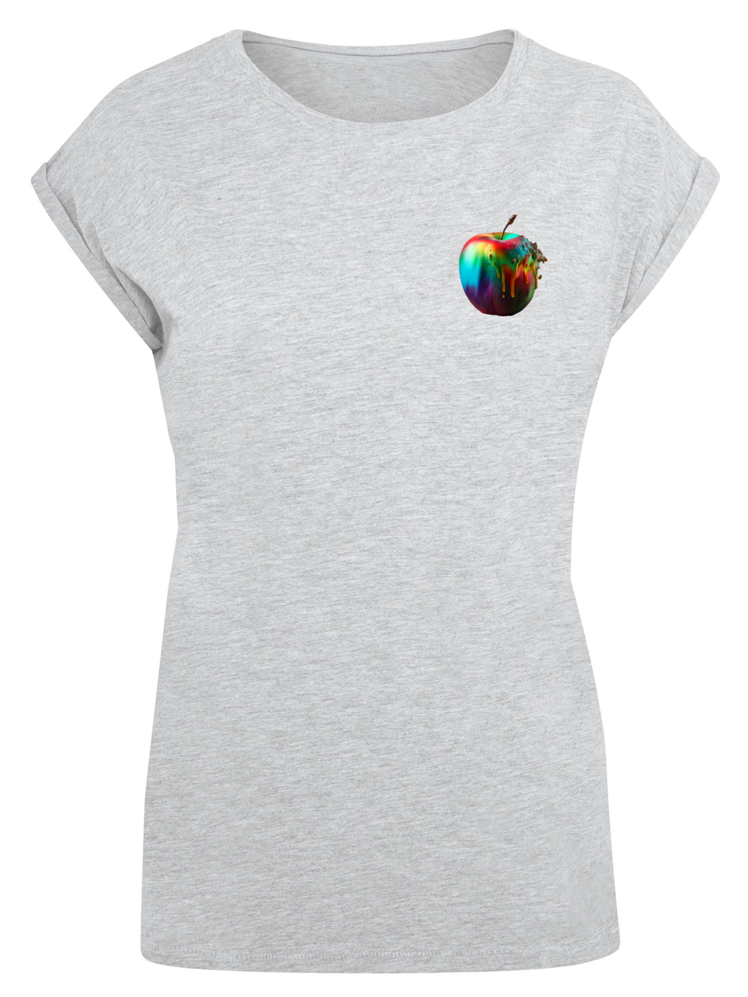 F4NT4STIC Shirt 'Colorfood Collection - Rainbow Apple' in Grey: front