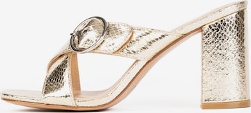 Celena Mules 'Chene' in Gold: front