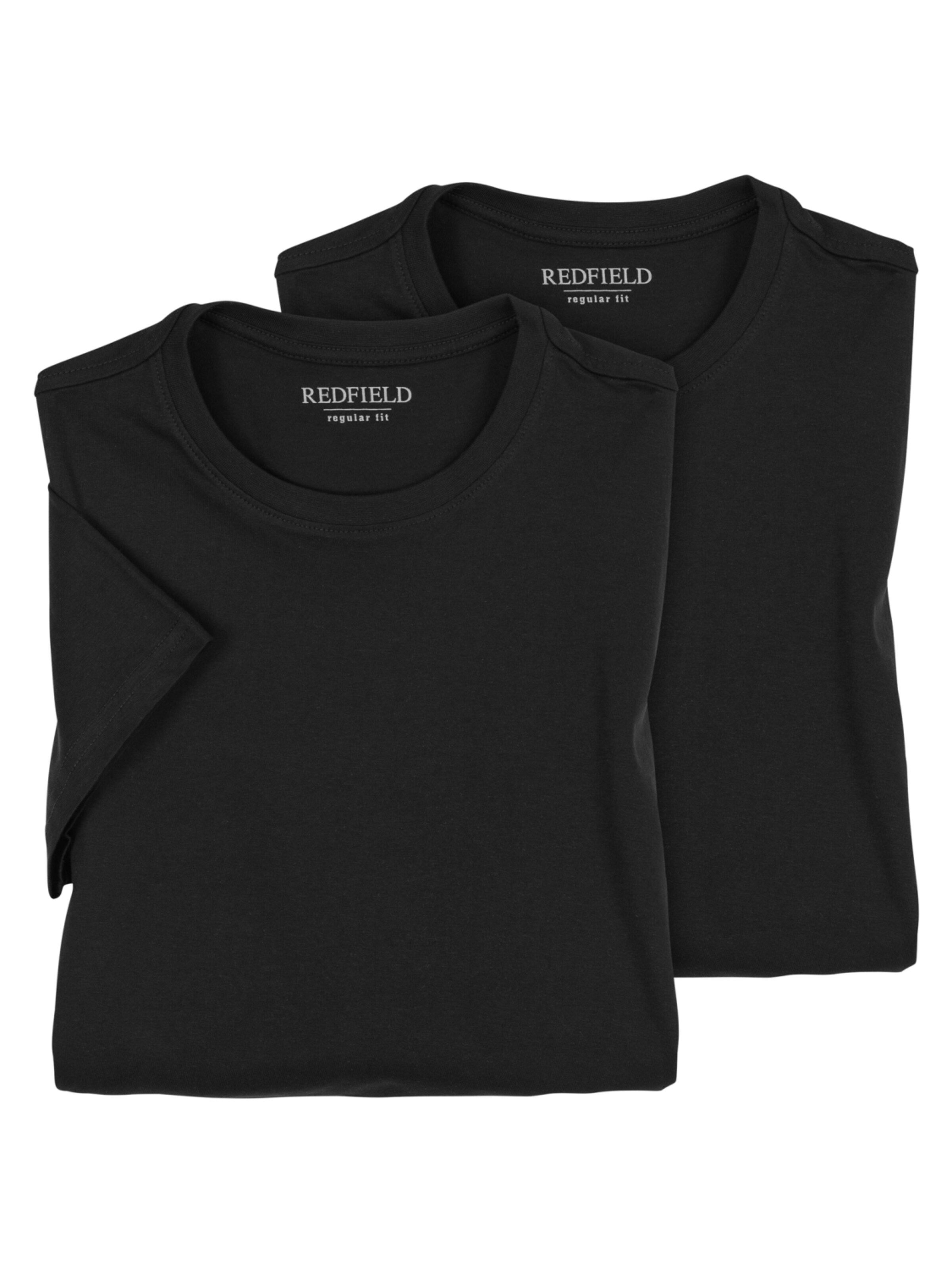 Redfield Shirt 'Redfield 2er Pack XXL O-Hals Schwarz' in Black: front