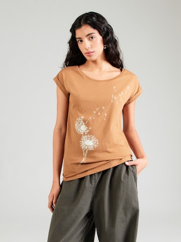 Iriedaily - Camiseta 'Pusteblume' en marrón: frente