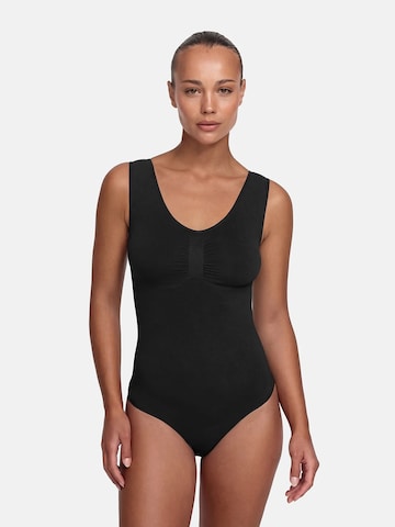 cfab (formerly creamy fabrics) Shapingbody 'Tank Bodysuit Sculpting Shapewear mit String' in Zwart: voorkant