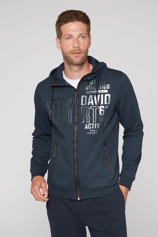 CAMP DAVID Zip-Up Hoodie in Blue: front