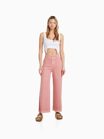 Bershka Wide leg Broek in Roze