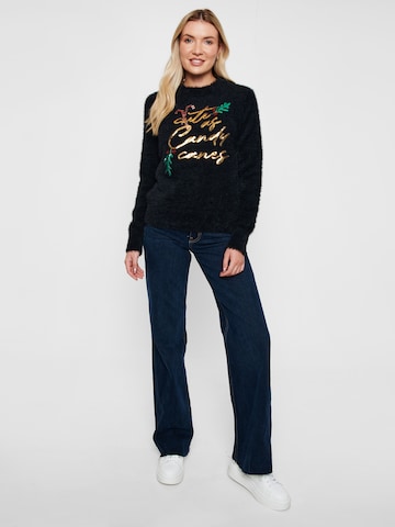 Threadbare Sweater 'Candy Canes' in Black
