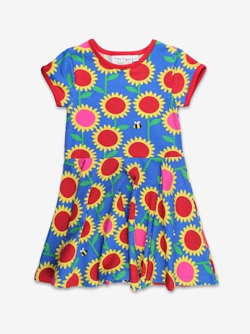Toby Tiger Kleid 'Bio-Baumwoll Kinder Skaterkleid kurzarm mit Sonnenblumen-Meer-Druck'‌‌‌‌ in Blau: Vorderseite
