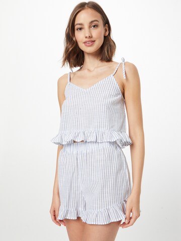 Nasty Gal Short Pajama Set in White: front