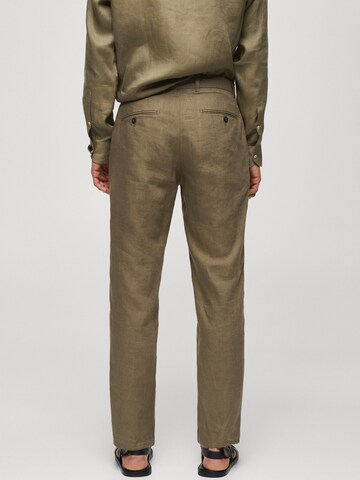 MANGO MAN Slimfit Chino hlače 'Oyster' | zelena barva