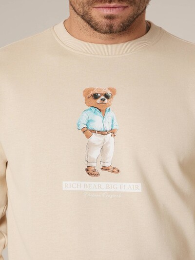 Deeluxe Sweat-shirt 'Sleekbear' en L en beige clair / azur / marron / blanc, Vue avec produit