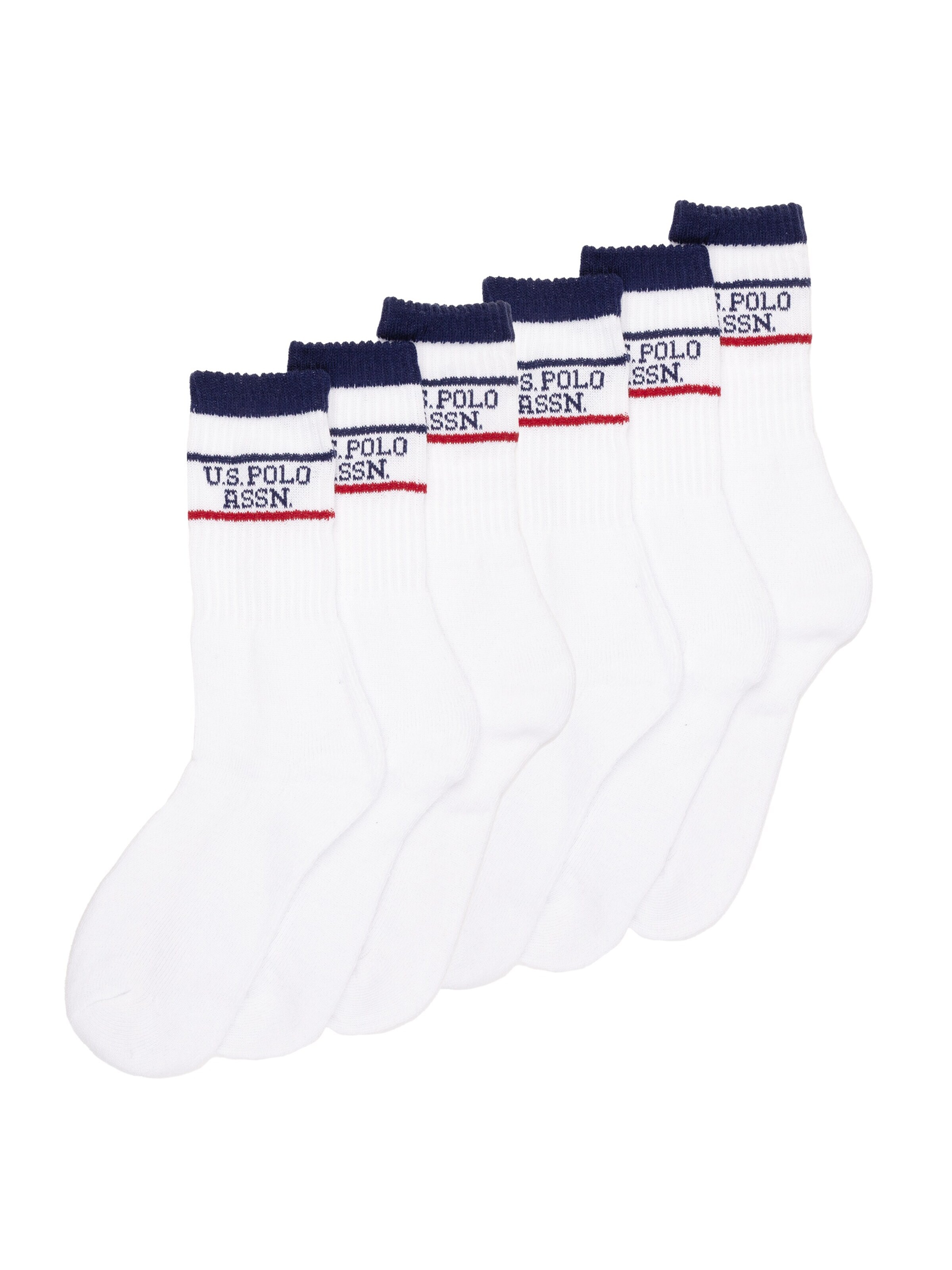 US POLO ASSN. Sports socks 'Calze U.S. Polo Assn. corte in spugna, stile tennis' in White: front