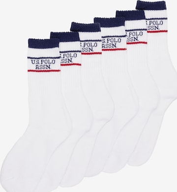 US POLO ASSN. Sports socks 'Calze U.S. Polo Assn. corte in spugna, stile tennis' in White: front