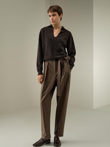 Lilysilk Pullover 'Gerippter Kaschmir Polo Pullover'‌ in Braun