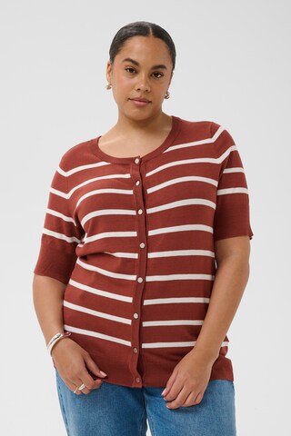 KAFFE CURVE - Casaco de malha 'KCLizzy' em castanho: frente