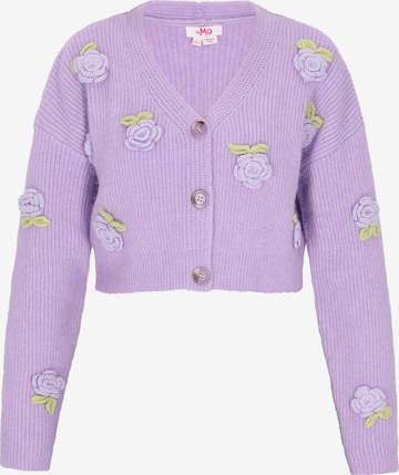 Geacă tricotată de la MYMO pe mov: față