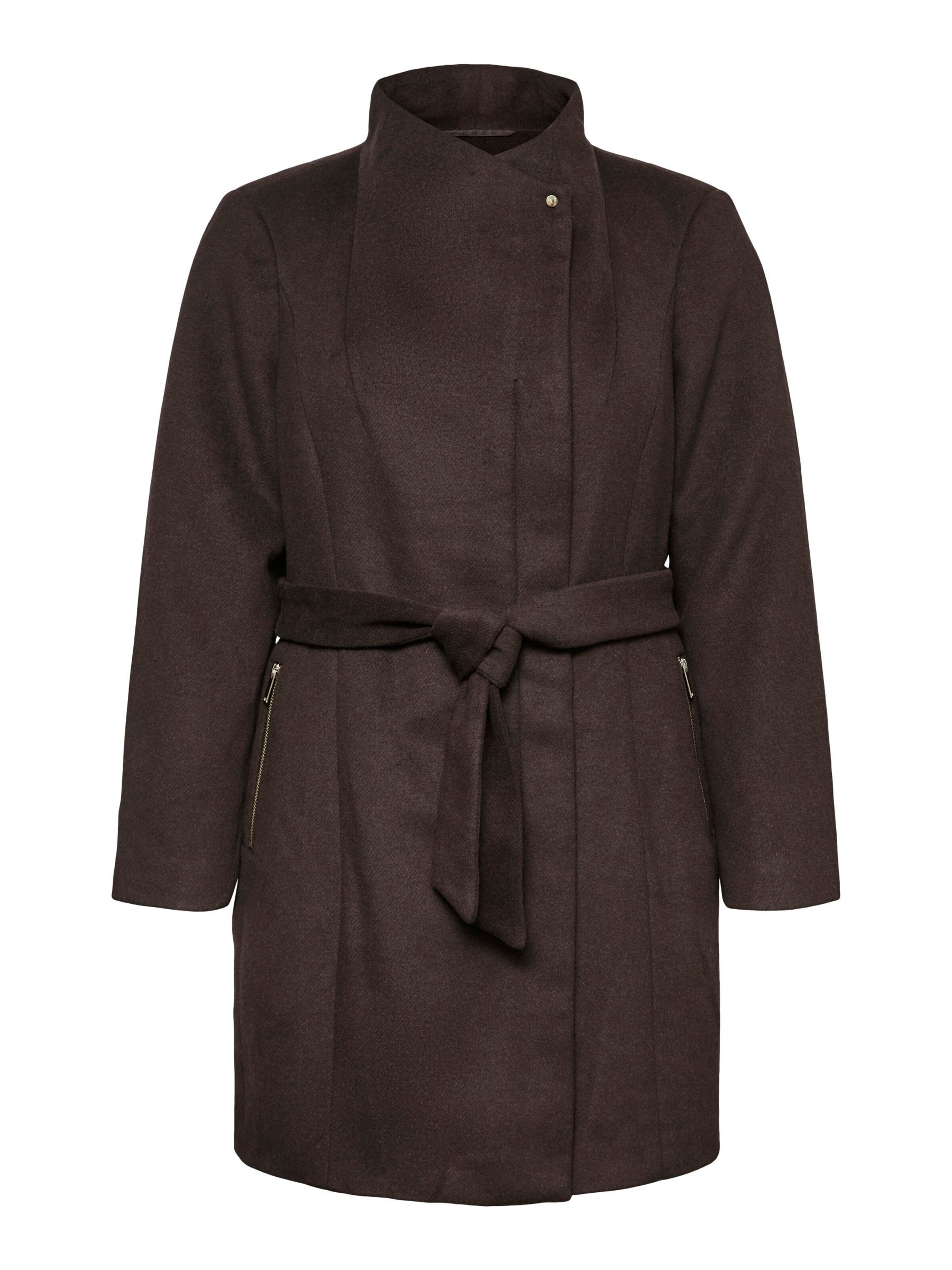 Vero Moda Curve Between-Seasons Coat 'VMCTwodope' in Brown: front