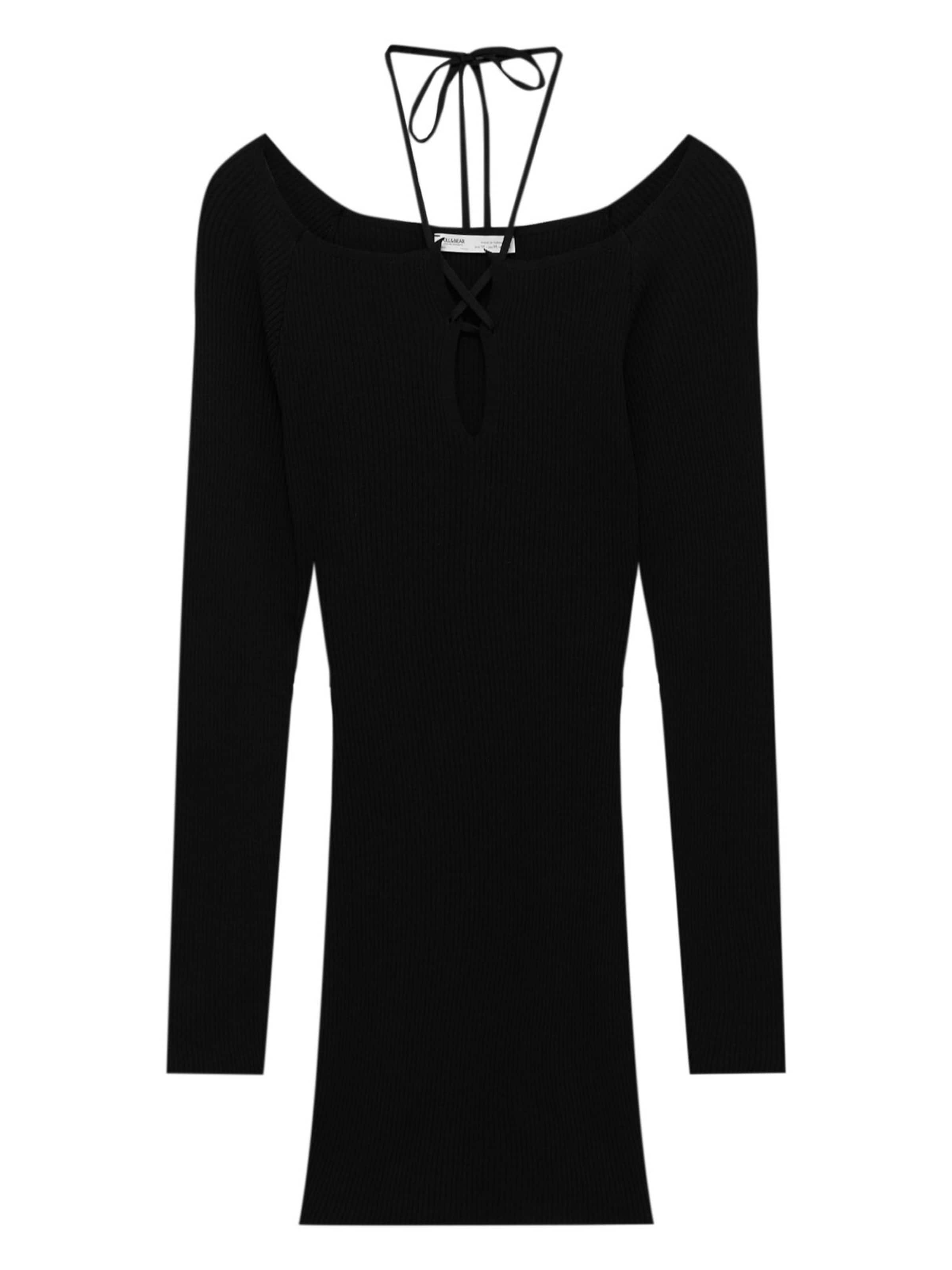 Rochie tricotat de la Pull&Bear pe negru: față