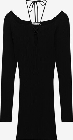 Pull&Bear Gebreide jurk in Zwart: voorkant