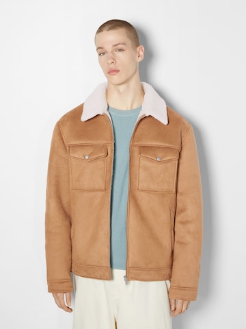 Bershka Between-Season Jacket in Brown: front