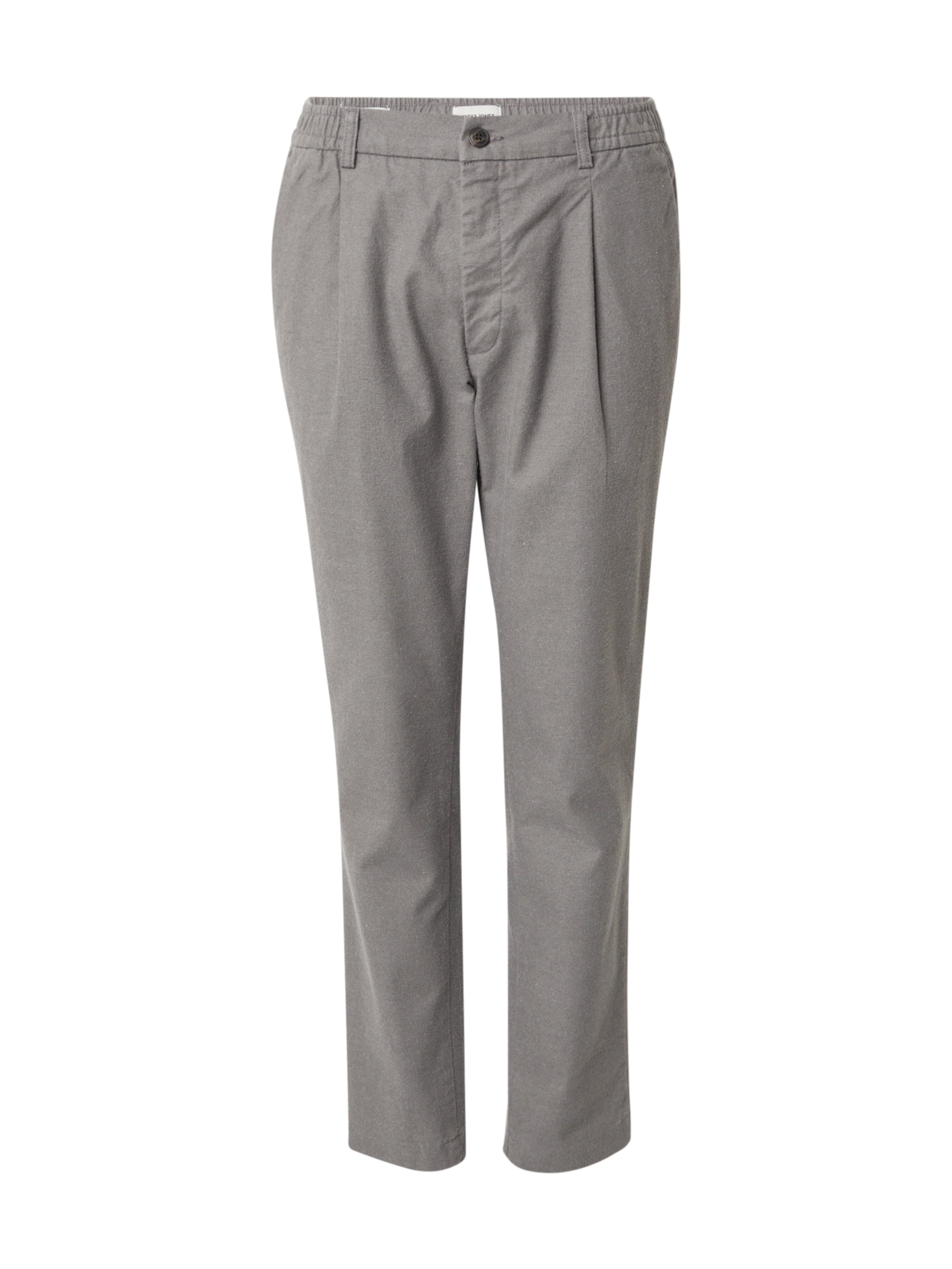 JACK & JONES Tapered Pleat-Front Pants 'JPSTACE' in Grey: front