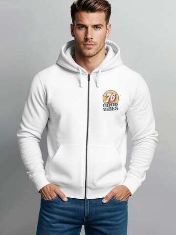Neverless Zip-Up Hoodie 'Good Vibes '76' in White