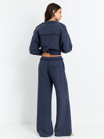 Pull&Bear Wide leg Pants in Blue
