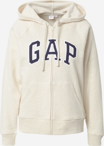 GAP Zip-Up Hoodie in Beige: front