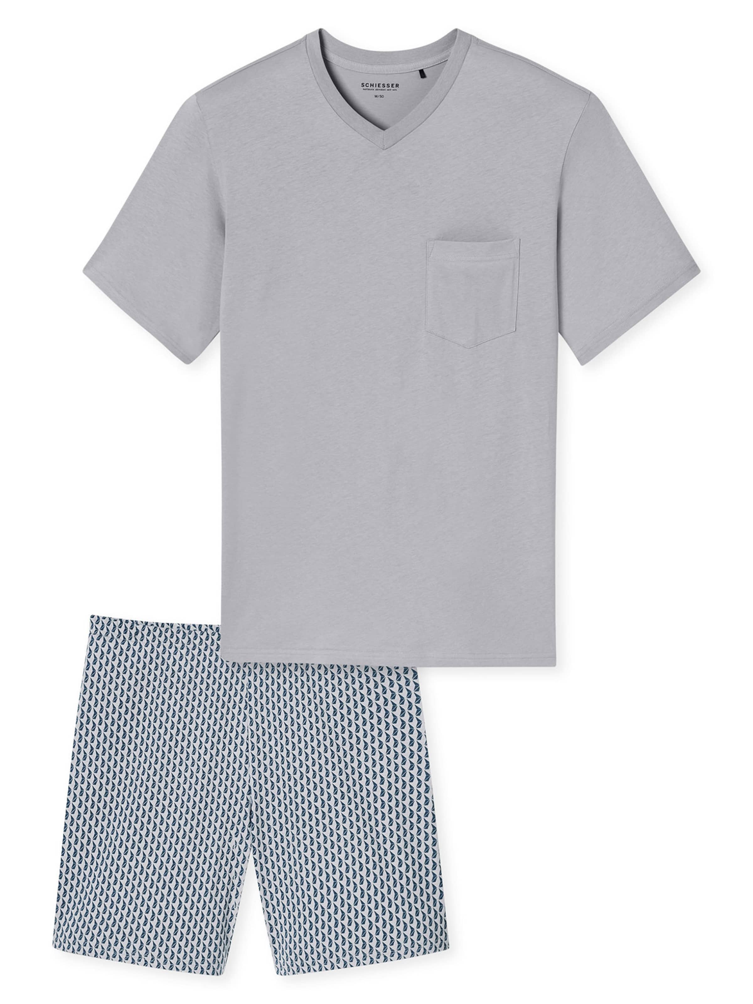 SCHIESSER Pyjamas kort 'Essentials' i grå: forside