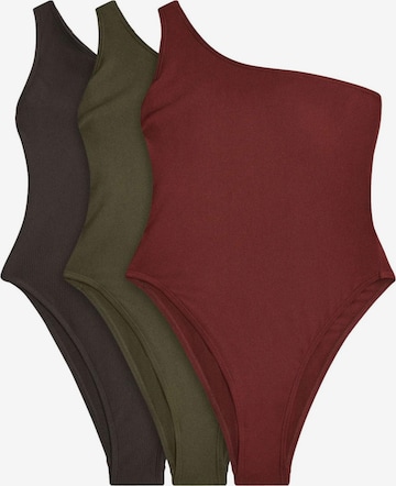 The Set Swimsuit in Brown: front