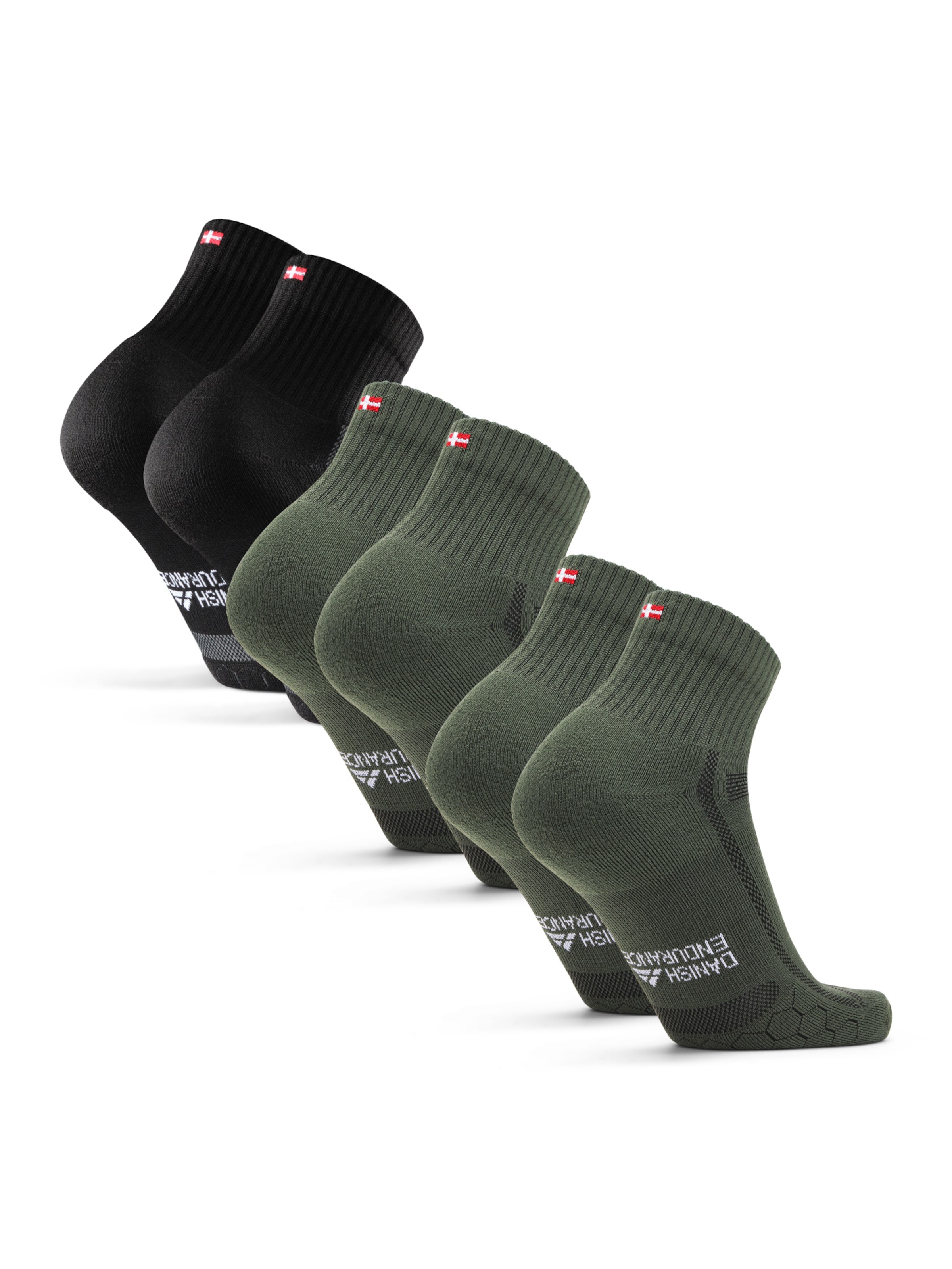 Chaussettes de sport 'Long Distance Quarter' DANISH ENDURANCE en vert
