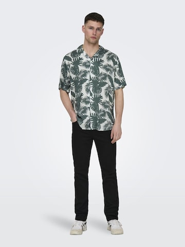 Only & Sons Regular fit Button Up Shirt 'Dash' in Green