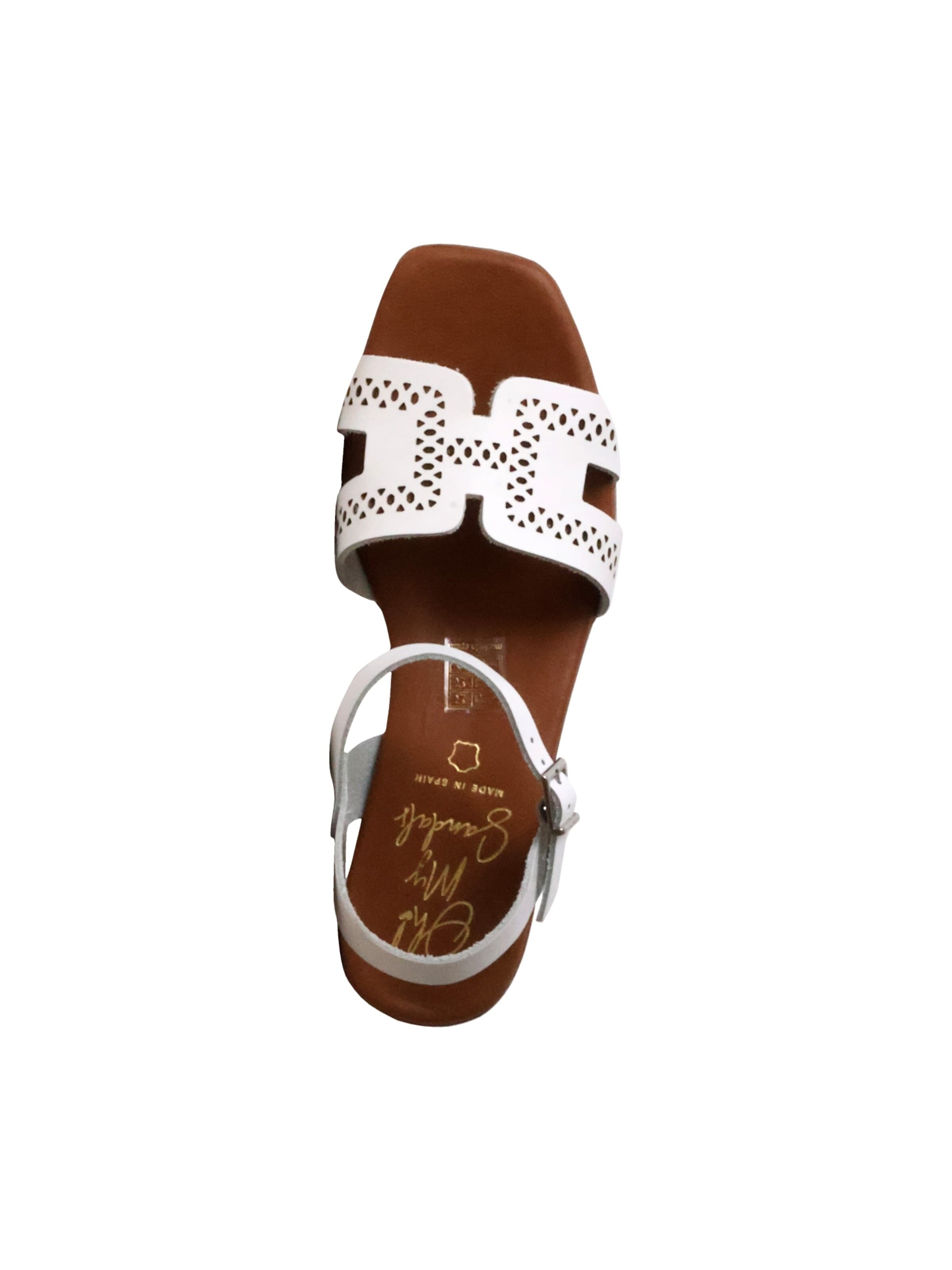 Oh my Sandals Sandały 'Leder-Sandalen mit Absatz' w kolorze biały