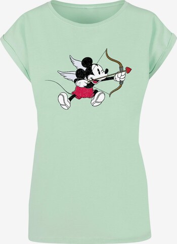 ABSOLUTE CULT T-Shirt 'Mickey Mouse - Love Cherub' in Grün: predná strana