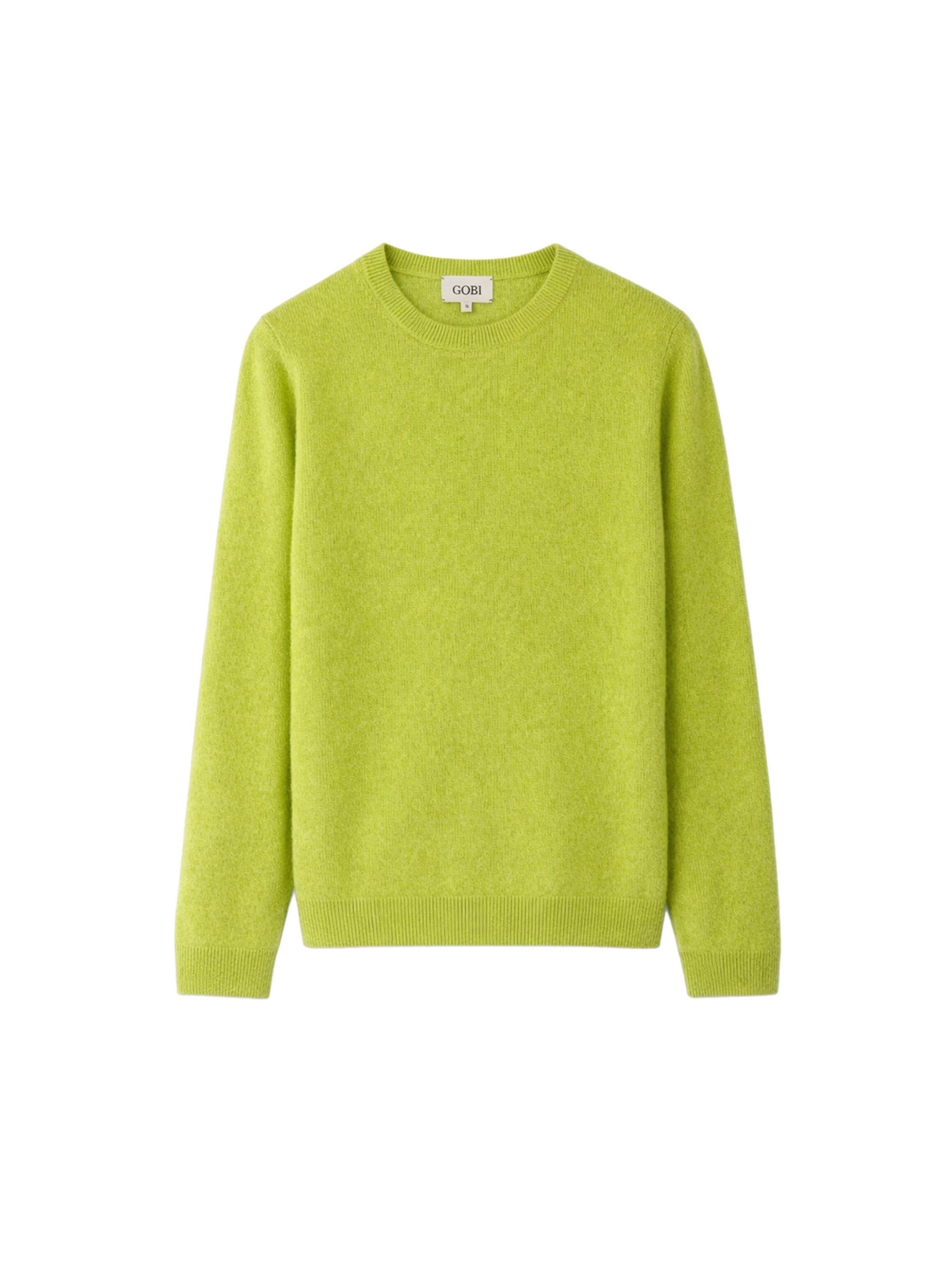 GOBI Cashmere Trui 'Women's Essential Cashmere Crewneck Sweater' in Geel: voorkant