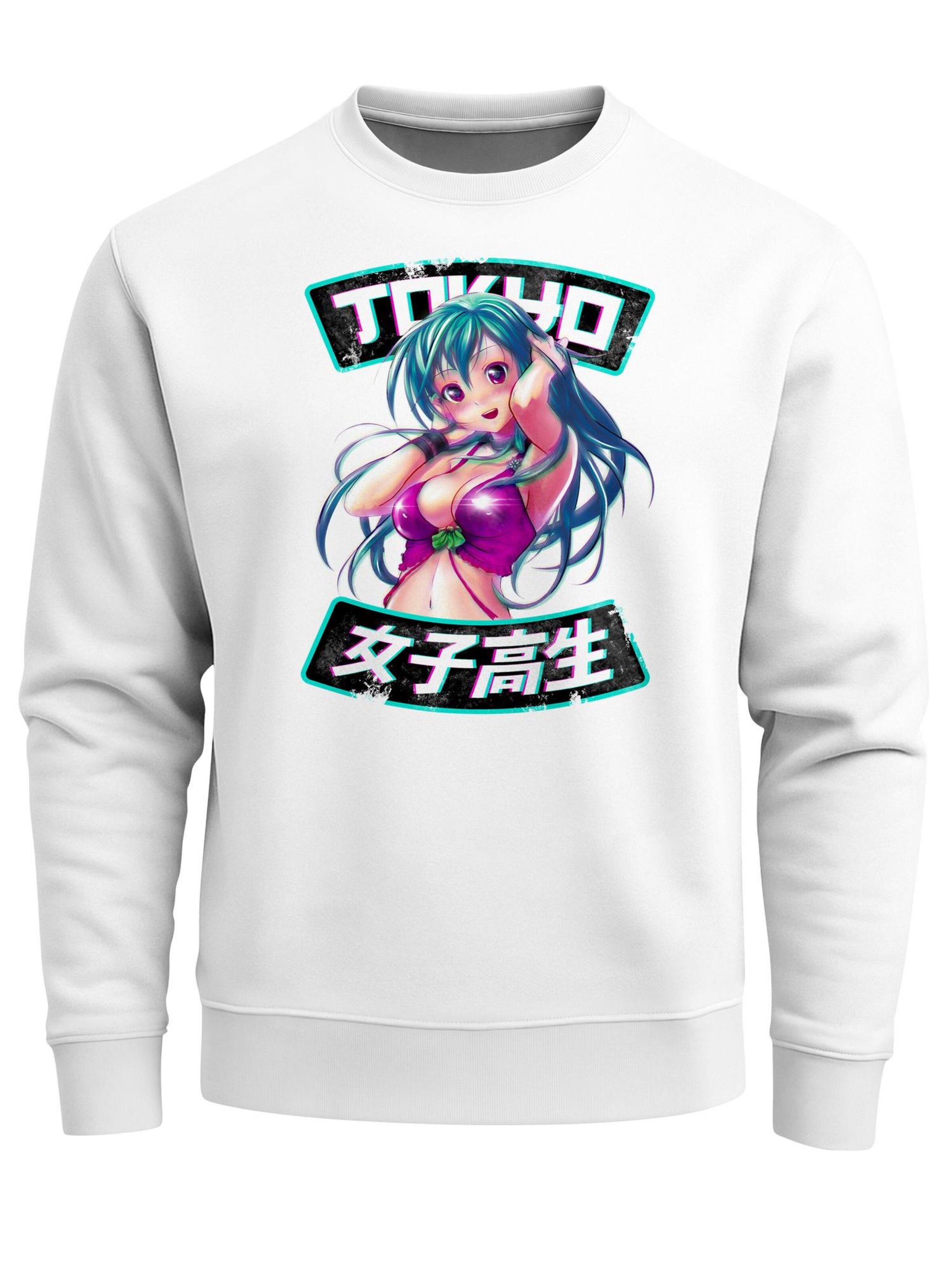 Neverless Sweatshirt 'Anime Girl' in White: front