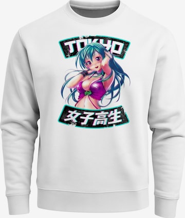 Neverless Sweatshirt 'Anime Girl' in White: front