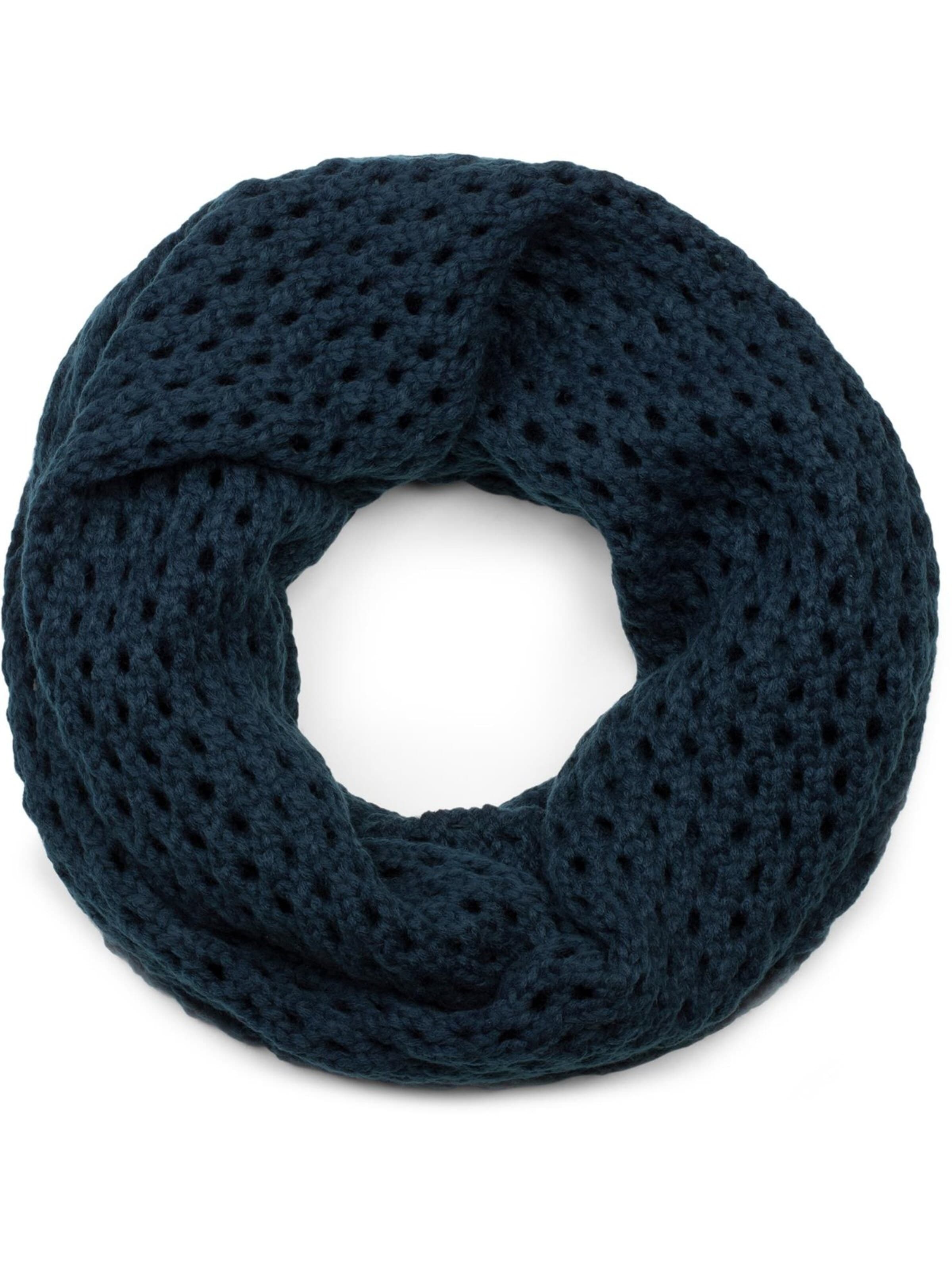 styleBREAKER Schlauchschal 'Strick Loop Schal mit Loch Muster'‌‌‌‌‌‌‌ in Blau: Vorderseite