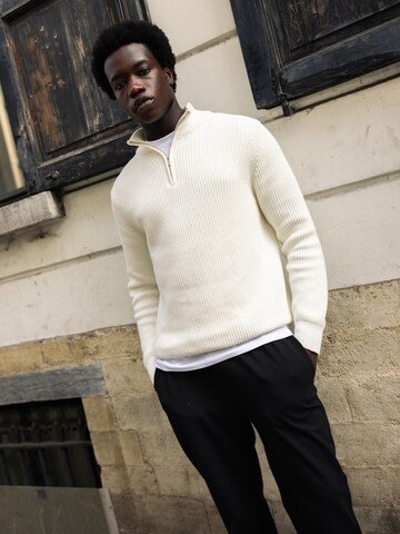 DAN FOX APPAREL Pullover 'Leart' i hvid