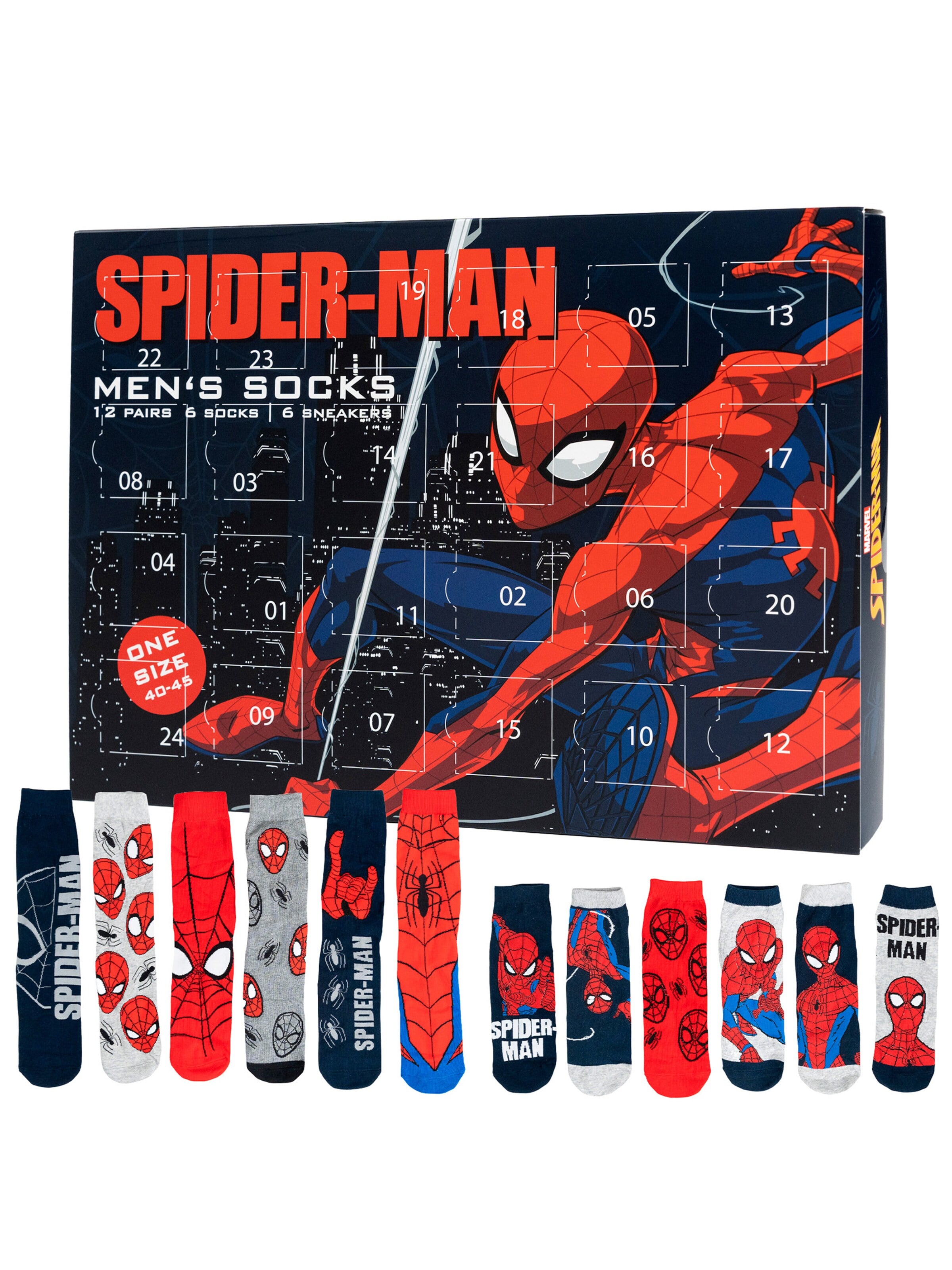 SPIDERMAN Socken 'Adventskalender mit 12 Paar'‌‌‌‌‌‌‌‌‌‌ in Mischfarben: Vorderseite