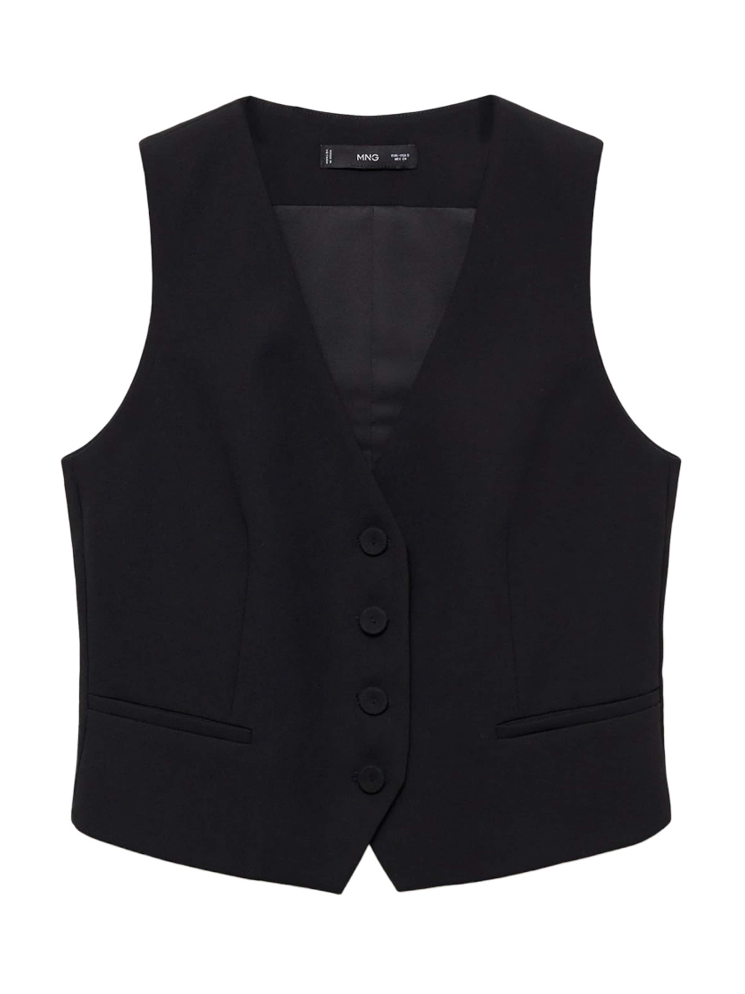 Vestă de costum 'Iguana' de la MANGO pe negru: față