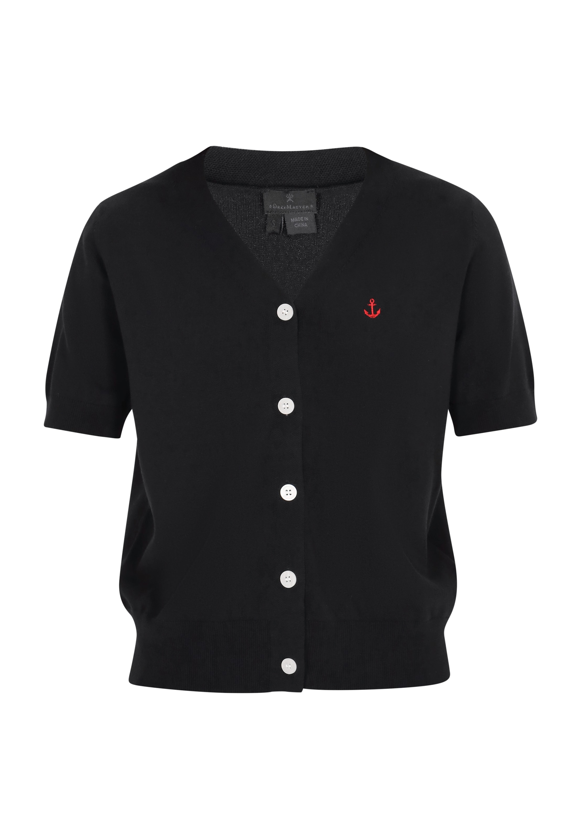 DreiMaster Klassik Strickjacke in Schwarz: Vorderseite