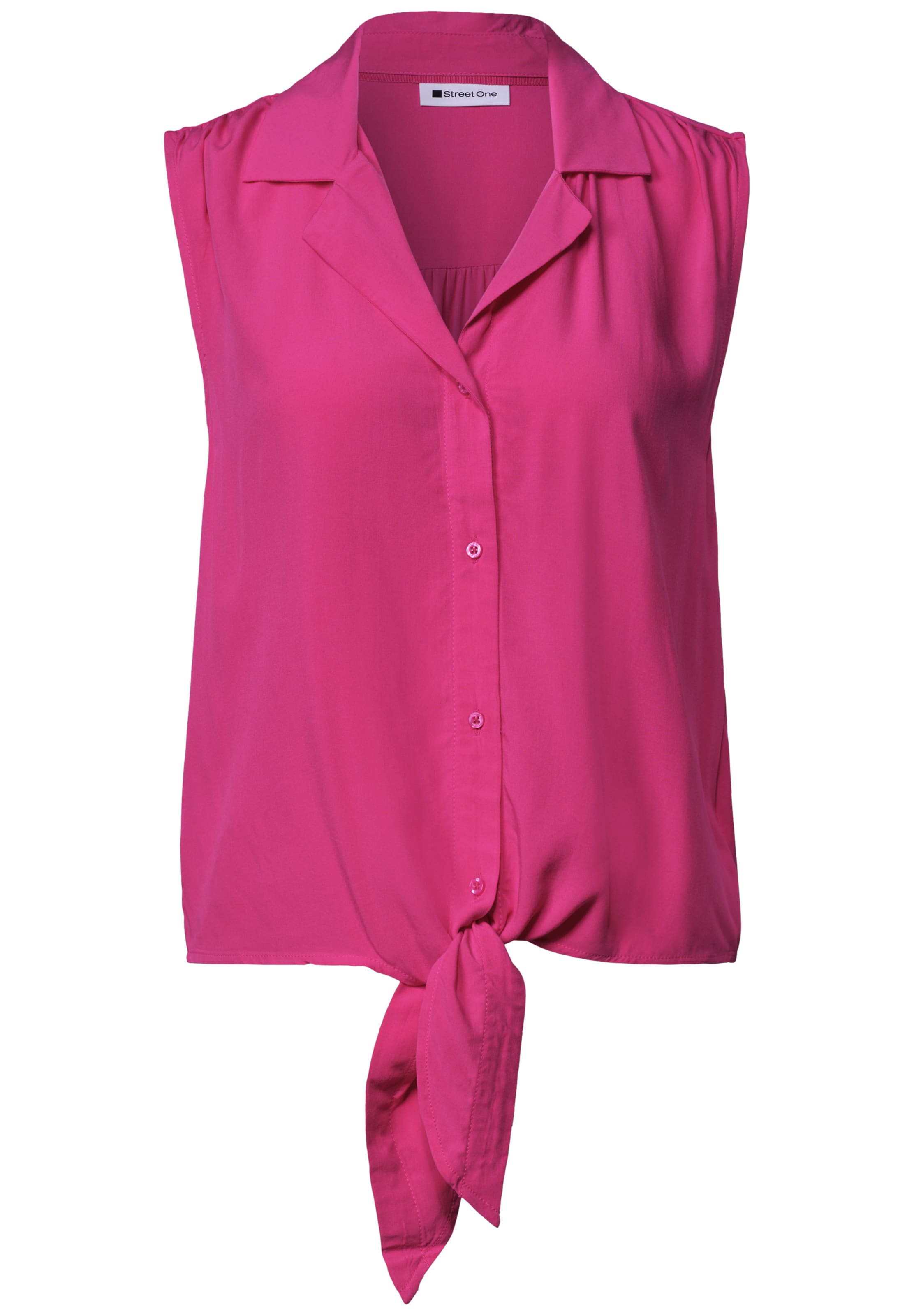 STREET ONE Blusentop mit Bowling-Kragen und Knoten in Pink: Vorderseite