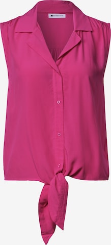 STREET ONE Blusentop mit Bowling-Kragen und Knoten in Pink: Vorderseite