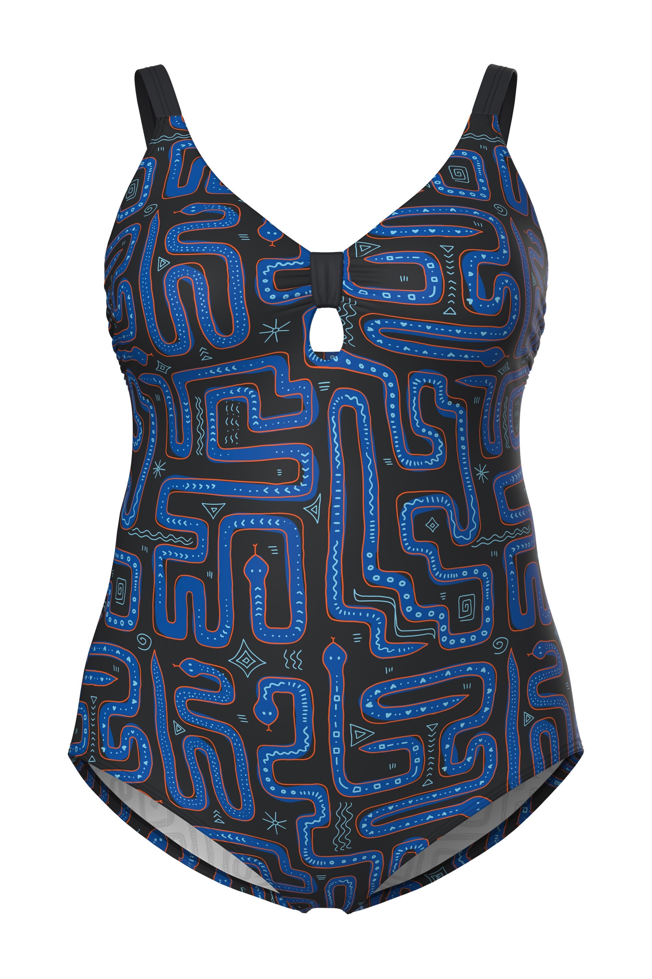 Ulla Popken Badpak in de kleur Blauw / Zwart, Productweergave