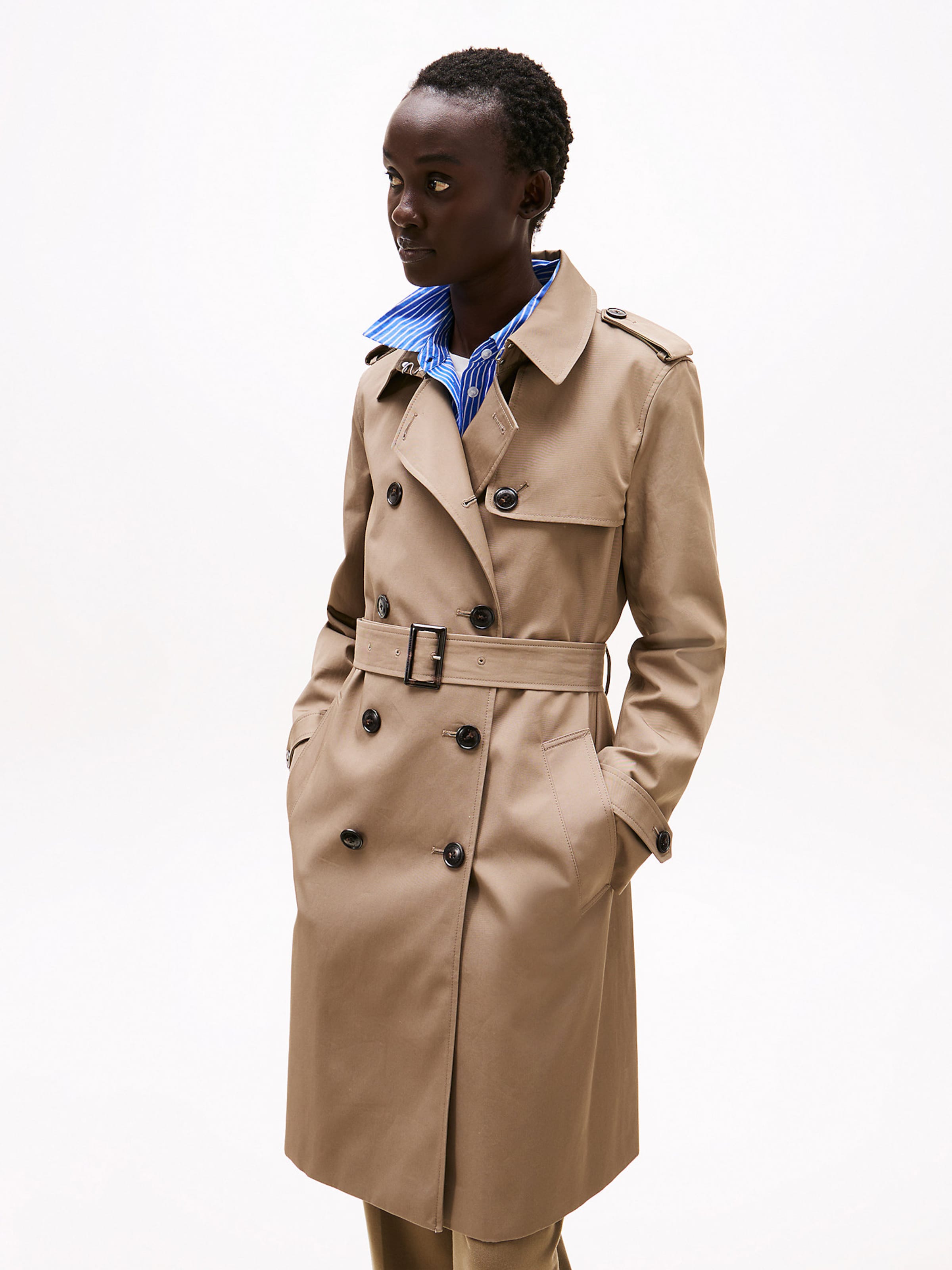 Womens Coats Bodenlanger Trenchcoat Blue Vanilla Longline Mac Coat