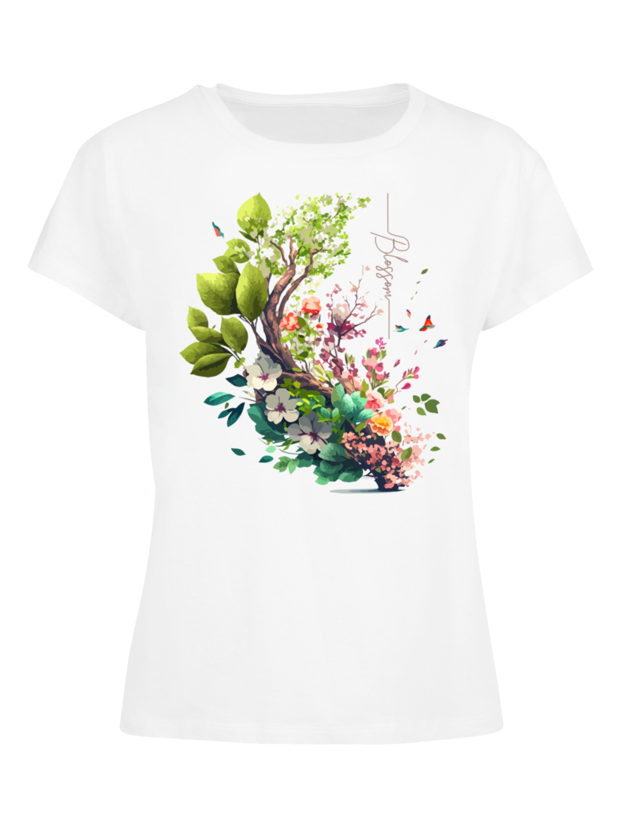 F4NT4STIC T-Shirt 'Spring Tree' in Weiß: Vorderseite