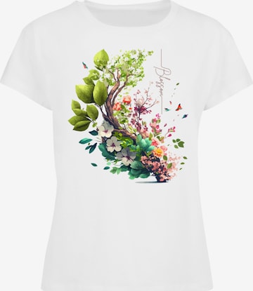 F4NT4STIC Shirt 'Spring Tree' in Wit: voorkant