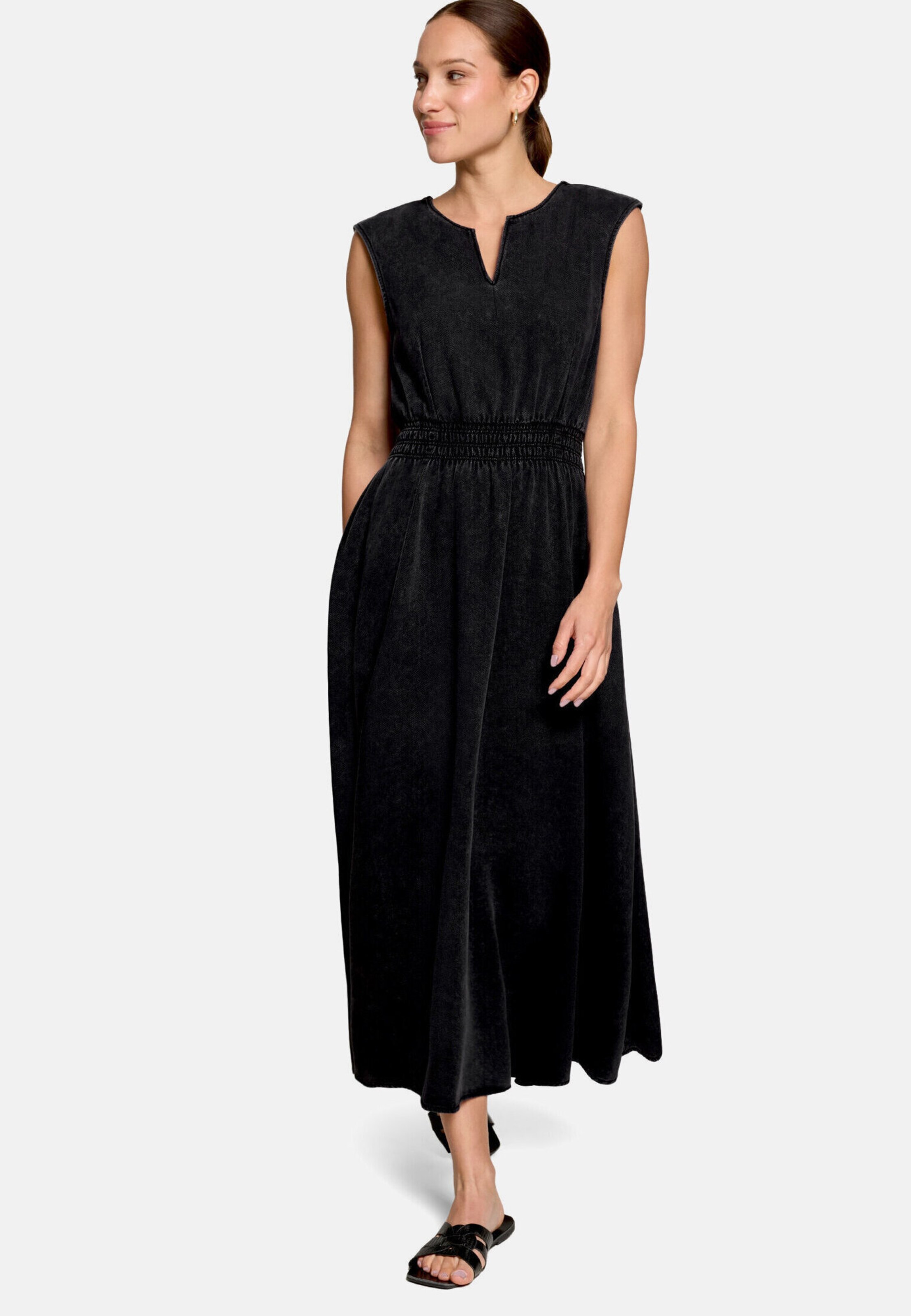 zero Midikleid mit elastischem Bund in Schwarz