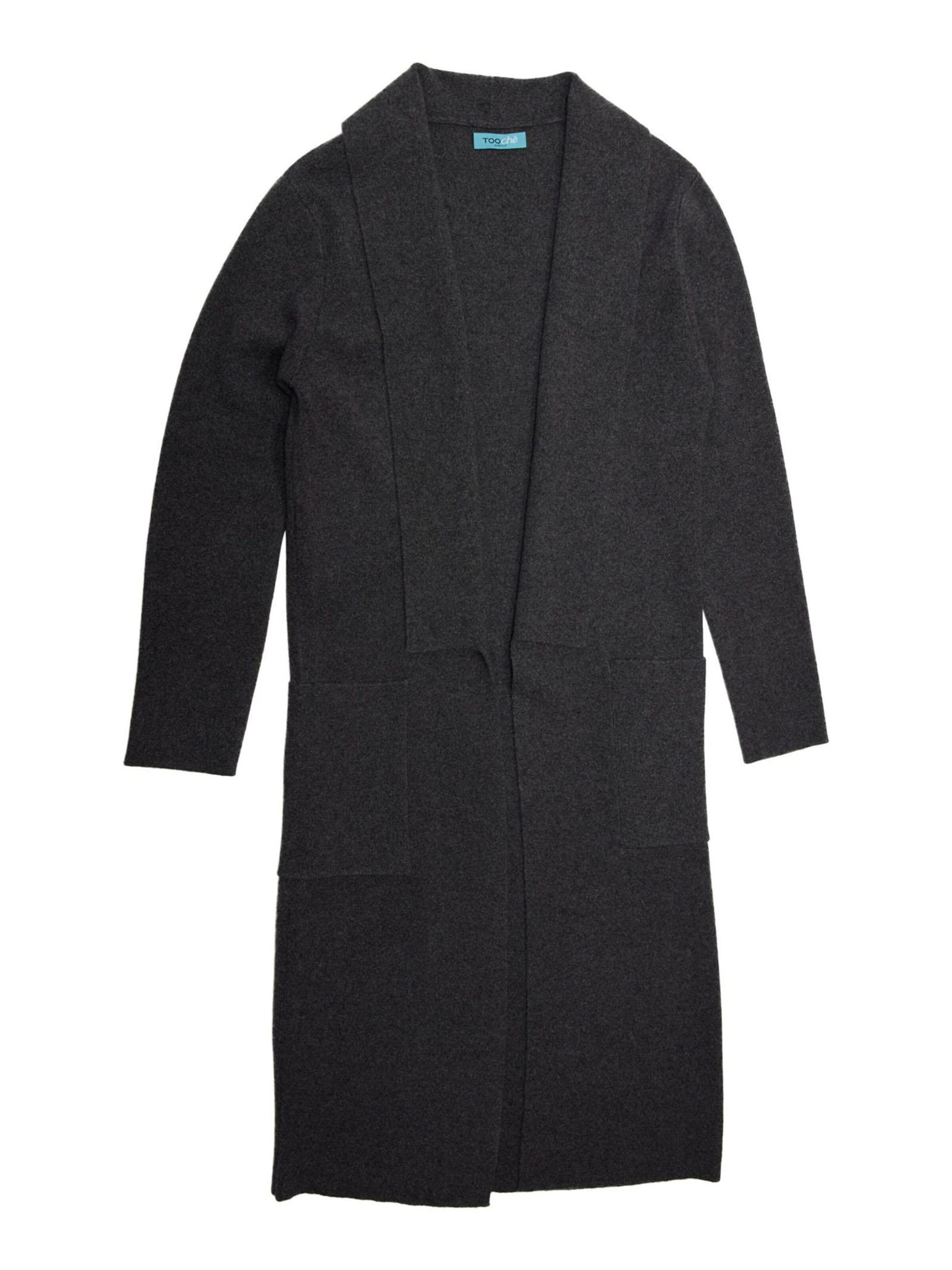 TOOche Knitted Coat in Grey: front
