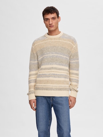 Pull-over SELECTED HOMME en beige : devant