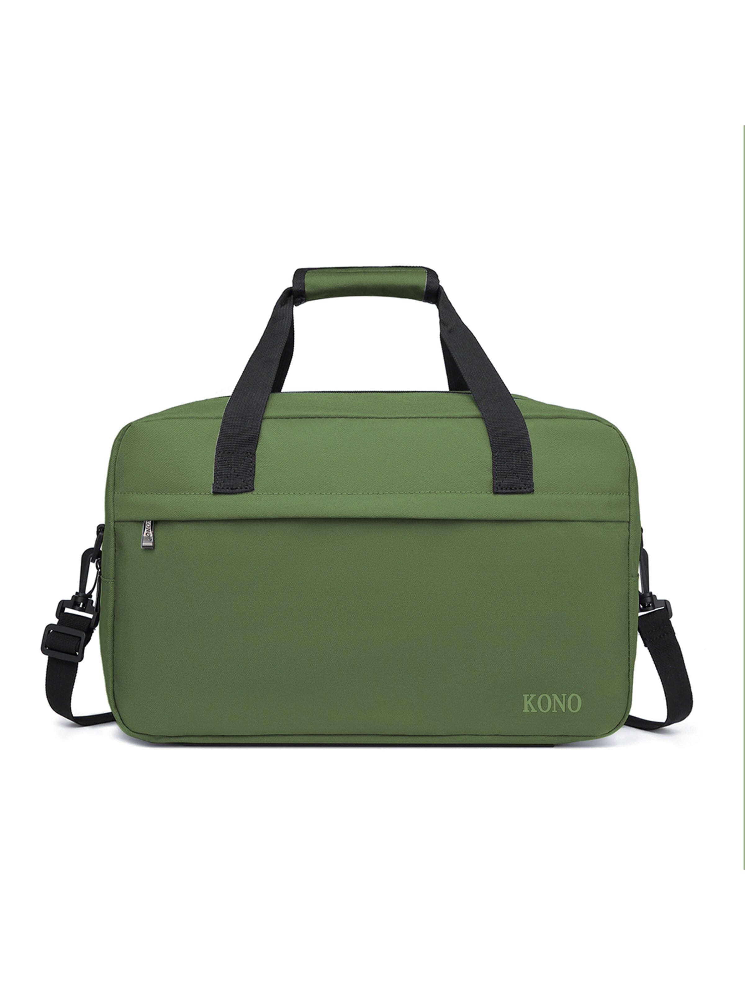 Kono Travel Bag 'KONO Kabinentasche 35×20×20cm passend für Ryanair, 14L wasserfestes Oxford, mit verstellbarem Gurt & Kofferbefestigung' in Green: front
